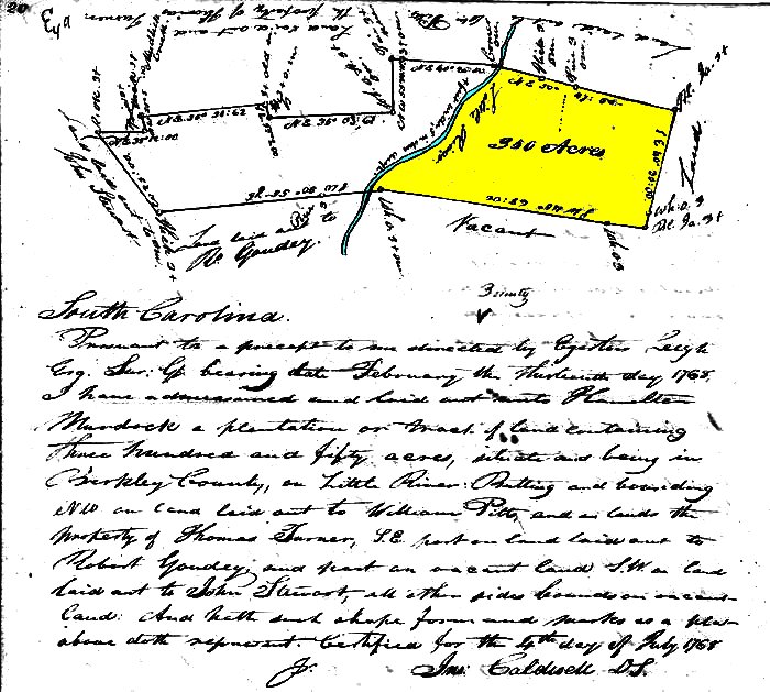 Hamilton Murdock's South Carolina land grant